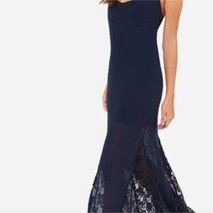 Lulus Under The Full Swoon Navy Blue Maxi Dress Size Medium
